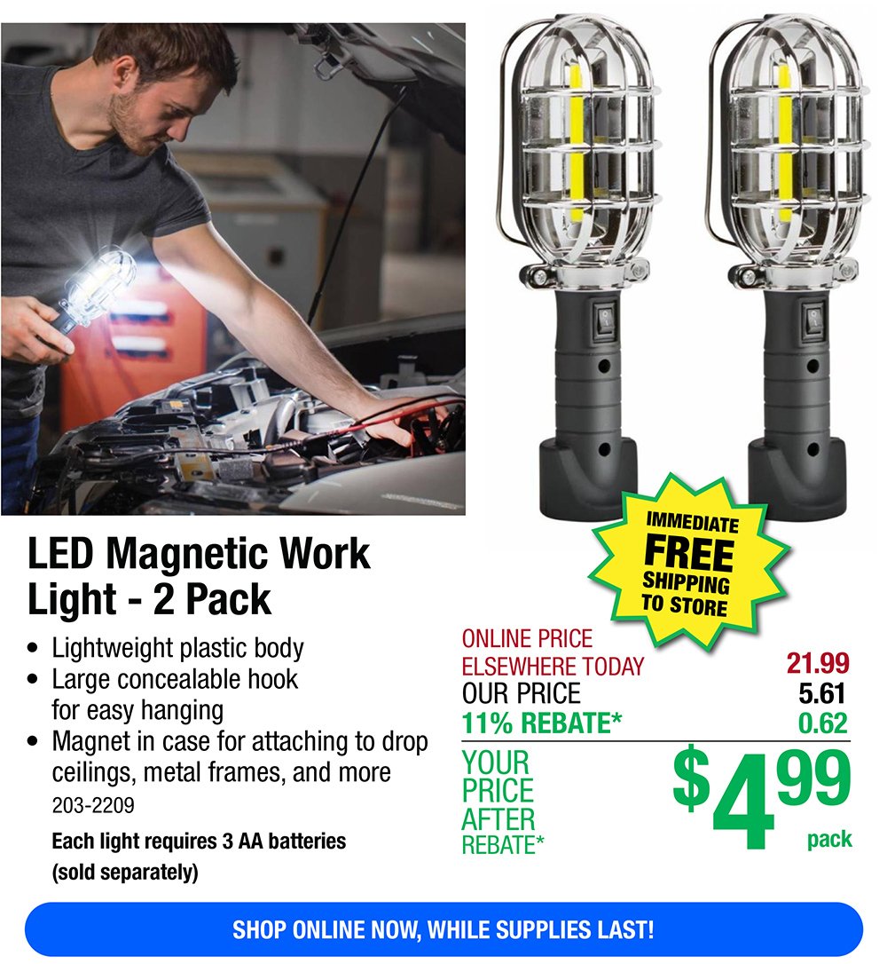 LED Magnetic Work Light - 2 Pack