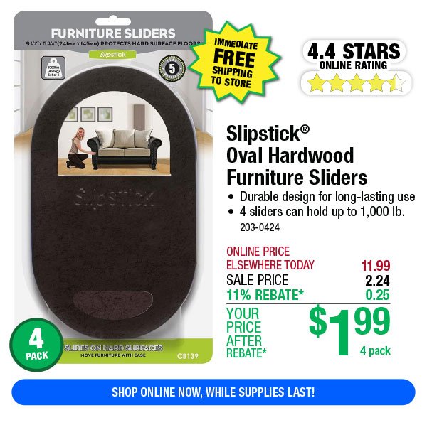Slipstick® Oval Hardwood Furniture Sliders