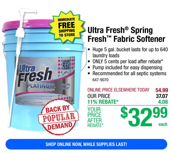 Ultra Fresh® Spring Fresh™ Fabric Softener-ONLY \\$32.99 After Rebate*