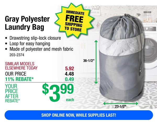 Gray Polyester Laundry Bag-ONLY \\$3.99 After Rebate*