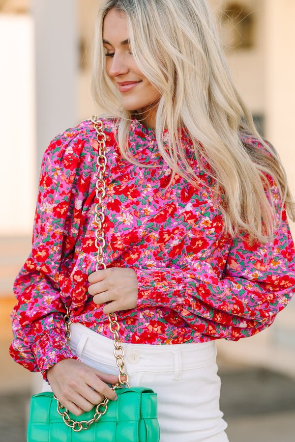 Can't Change Pink Ditsy Floral Blouse