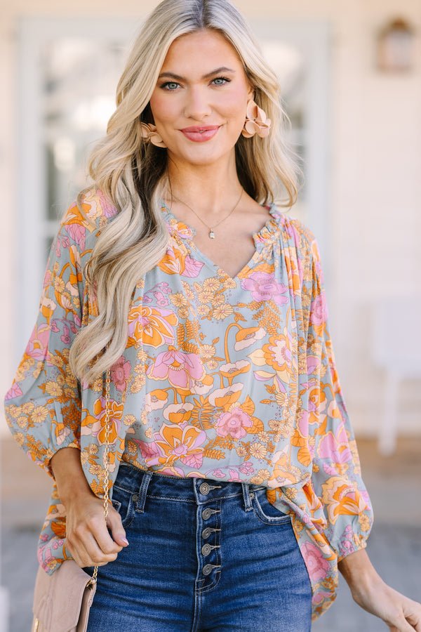 All For You Sage Green Floral Blouse