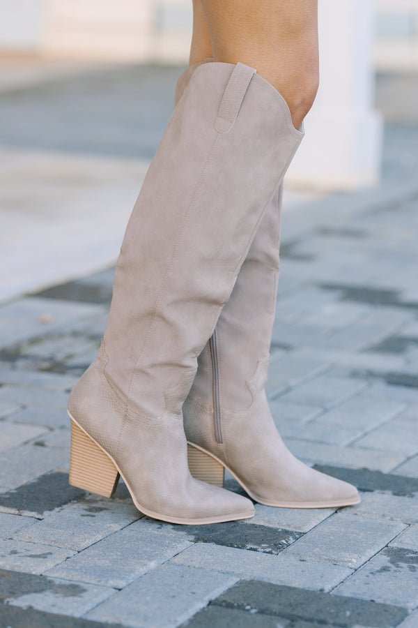 Now Is The Time Taupe Brown Western Boots