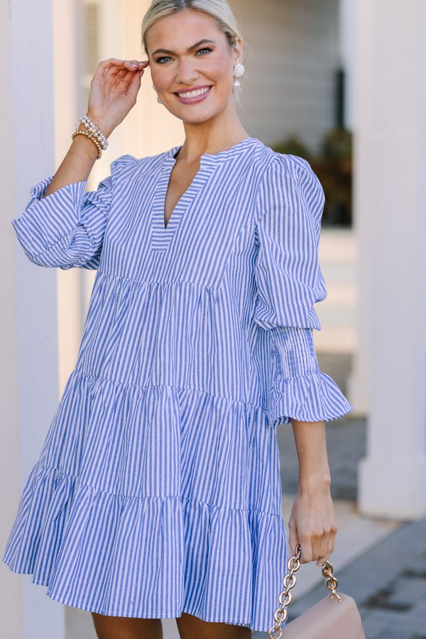 In Your Happy Place Blue Striped Dress