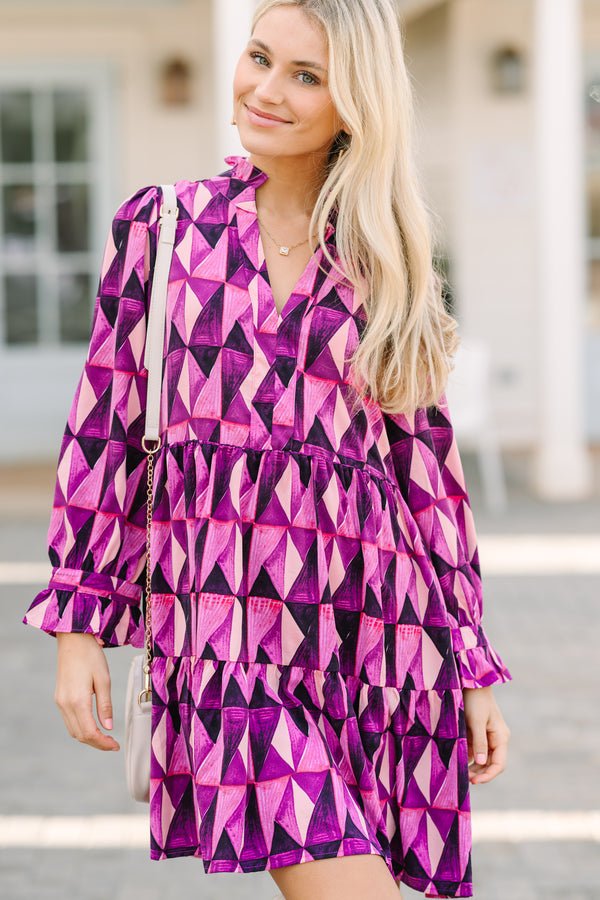 Can't Go Back Magenta Purple Abstract Dress Success