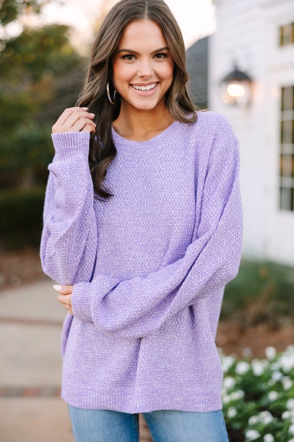 The Slouchy Lavender Purple Bubble Sleeve Sweater