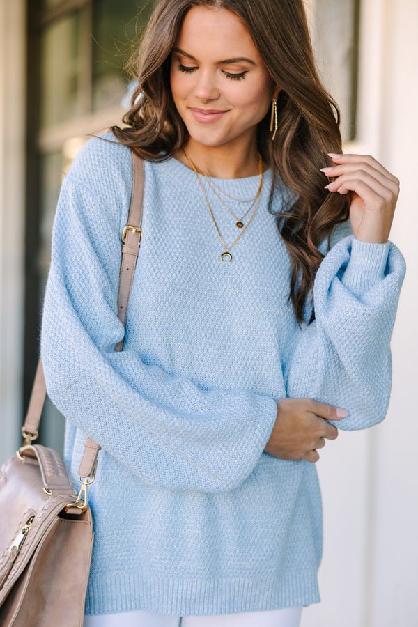 The Slouchy Sky Blue Bubble Sleeve Sweater