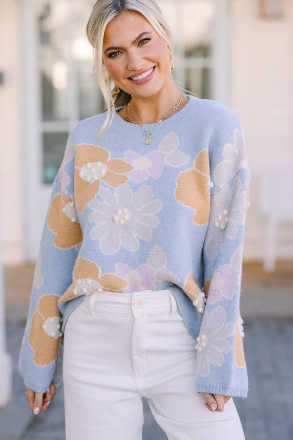 Easy To Love Blue Floral Sweater