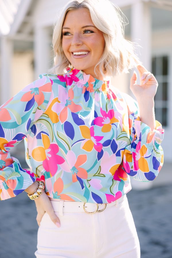 Tried and True Mint Green Floral Blouse