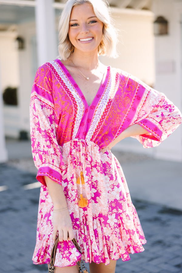 Know You Better Fuchsia Pink Floral Dress