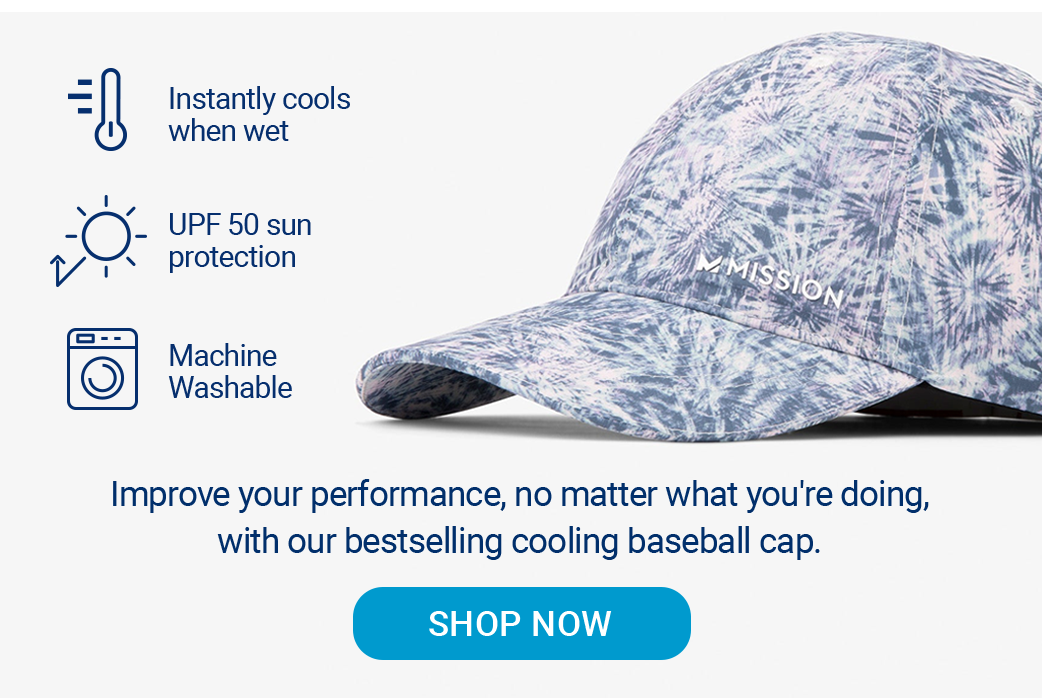 Improve your performance, no matter what you're doing, with our bestselling cooling baseball cap. Instantly cools when wet UPF 50 sun protection Machine Washable]