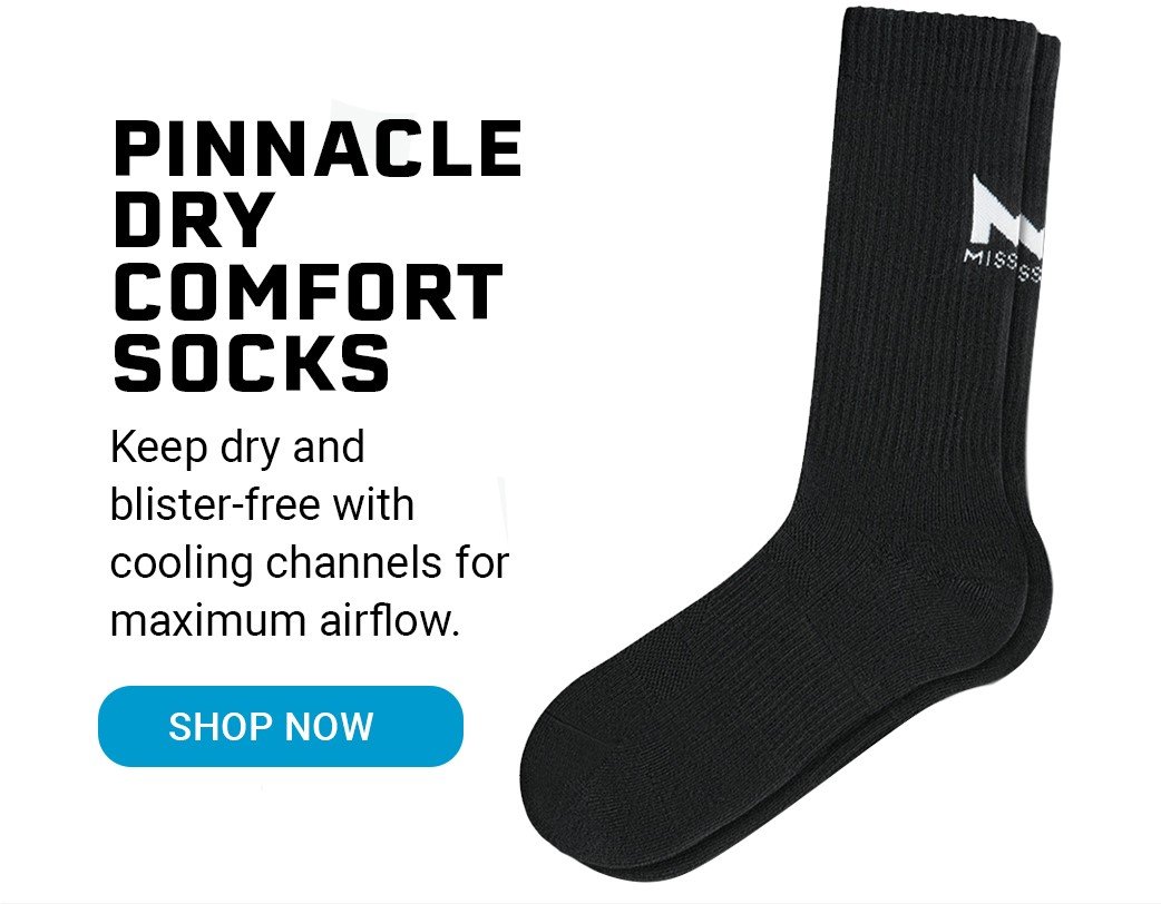 Pinnacle Dry Comfort Socks Keep dry and blister-free with cooling channels for maximum airflow. [SHOP NOW]
