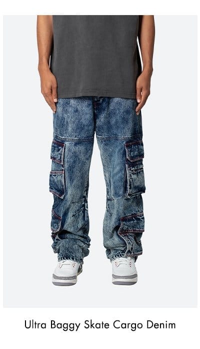 ULTRA BAGGY SKATE CARGO DENIM VINTAGE BLUE