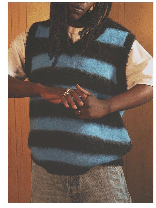 Striped mohair sweater vest