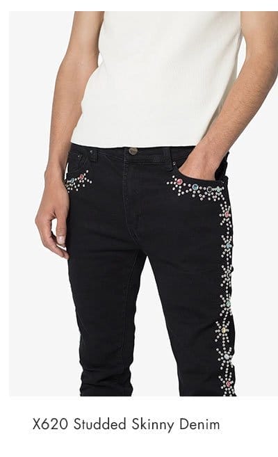 X620 STUDDED SKINNY DENIM BLACK