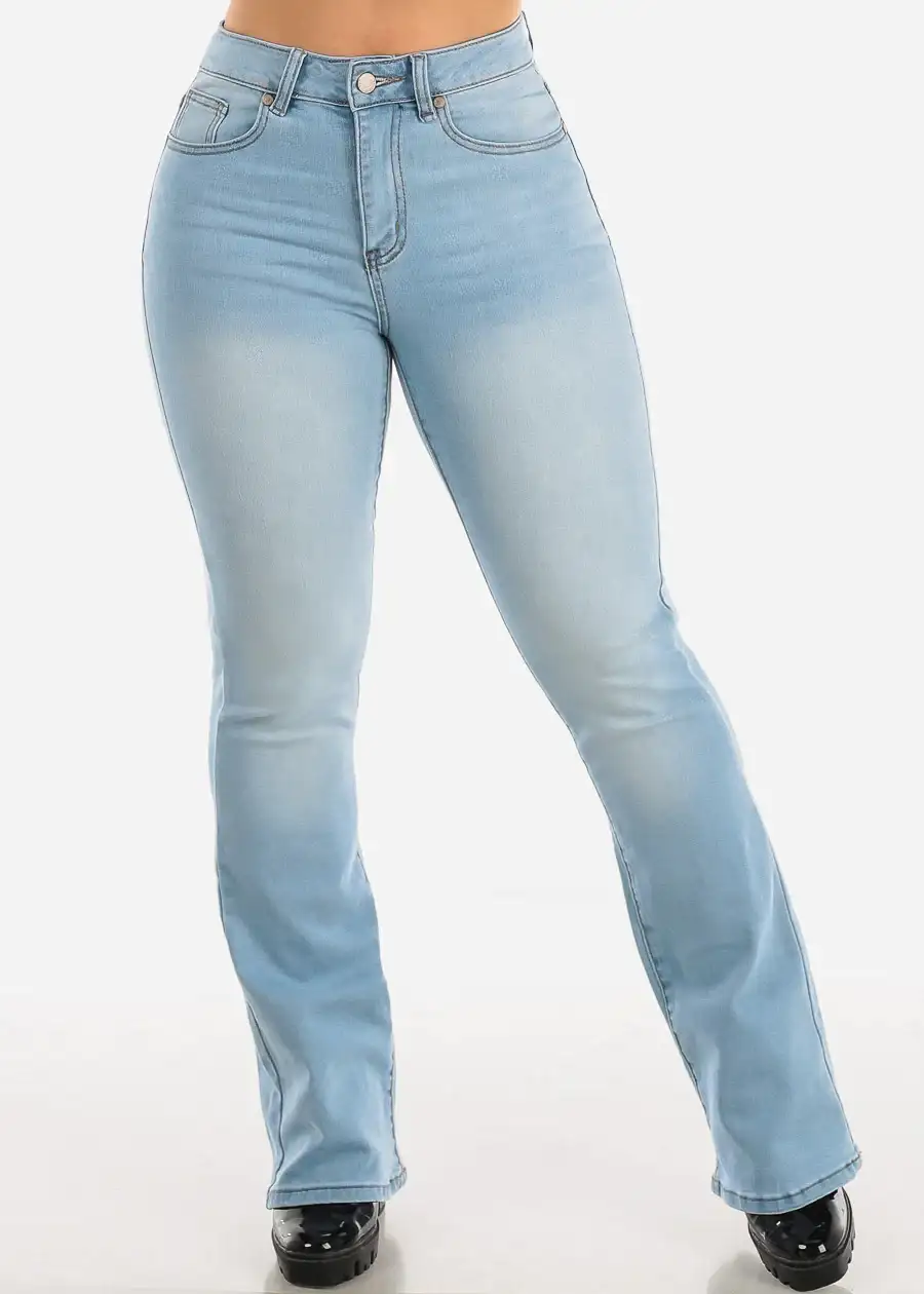 Image of High Waist Light Blue Bootcut Jeans