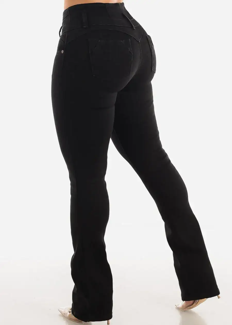 Image of MX JEANS Butt Lifting Mid Rise Black Bootcut Jeans