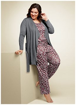 Photo of the 3-Piece Floral PJ Set with Cami, Pant and Cardigan