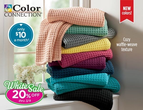Photo of the Color Connection Cotton Waffle Weave Blanket - only \\$10 a month