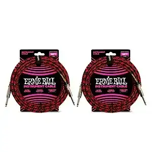 Ernie Ball Braided Straight to Straight Instrument Cable, 2-Pack