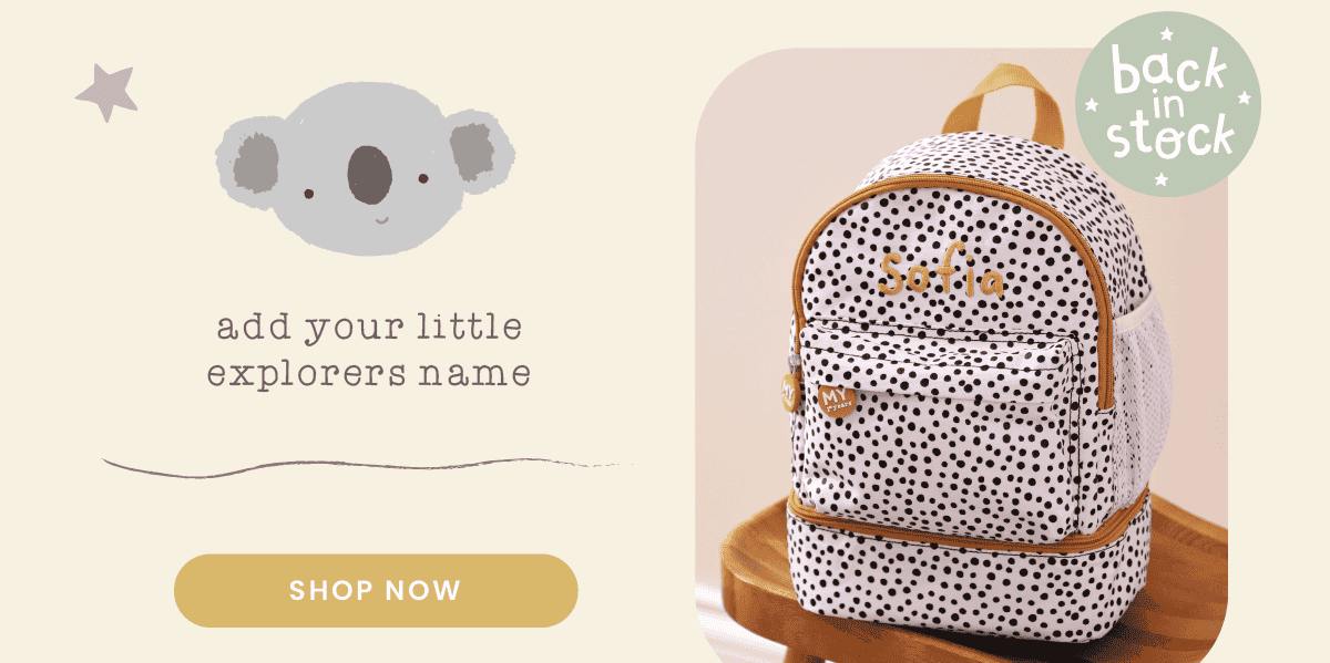 Personalised Black and White Polka Dot Mini Backpack with Compartment