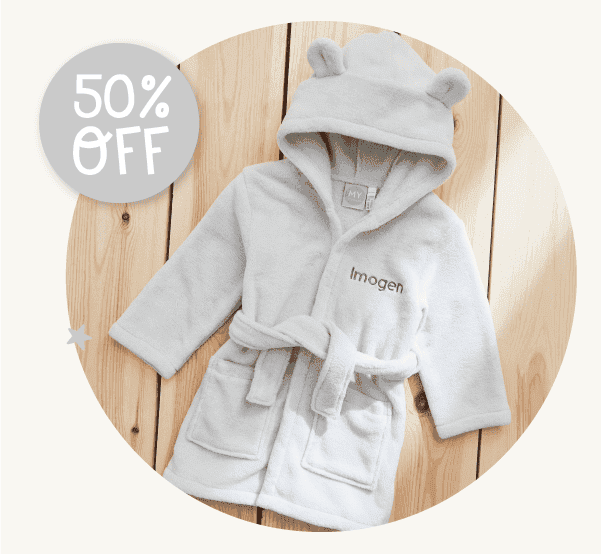 Personalised Grey Hooded Fleece Robe