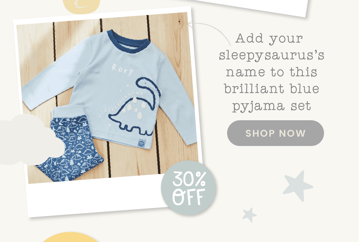 Personalised Blue Sleepysaurus Dinosaur Pyjama Set