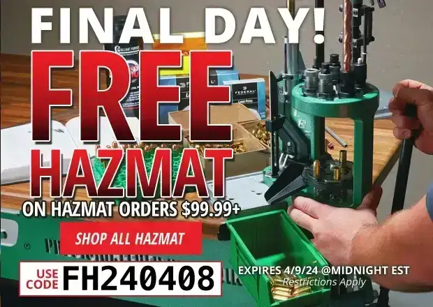 Final Day for Free Hazmat on Hazmat Orders \\$99.99+ • Restrictions Apply • Use Code FH240408