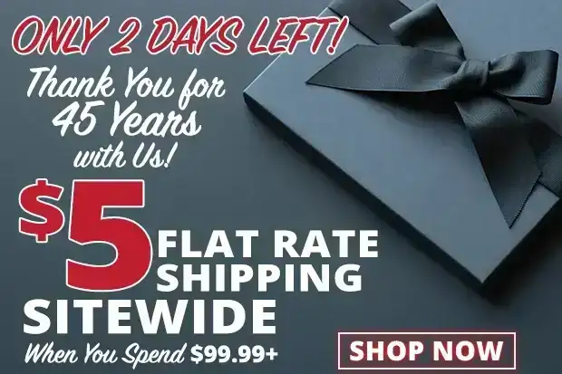 Only 2 Days Left for \\$5 Flat Rate Shipping Site-Wide When You Spend \\$99.99+ • Use Code FR240304 •\xa0Restrictions Apply