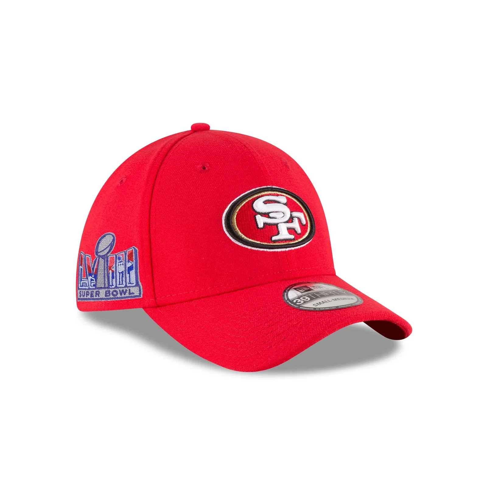 Image of San Francisco 49ers Super Bowl LVIII Participation Side Patch 39THIRTY Stretch Fit Hat