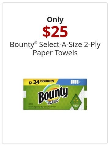 Only \\$25 Bounty® Select-A-Size 2-Ply Paper Towels