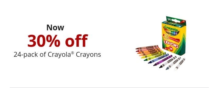 Now 30% off 24-pack of Crayola® Crayons