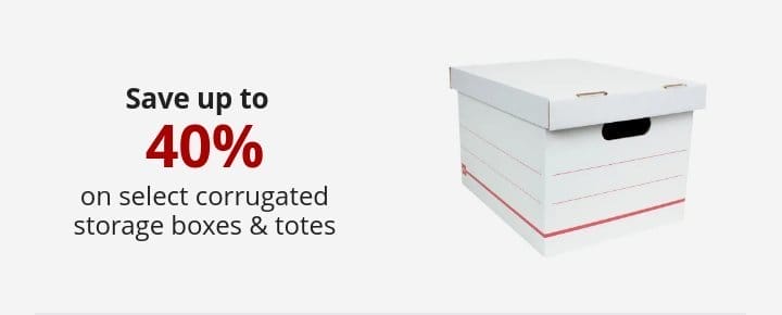 Save up to 0.4 on select corrugated storage boxes & totes