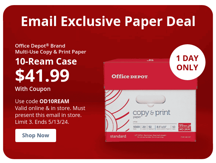 \\$44.99 OD Brand Red Top10 ream paper case