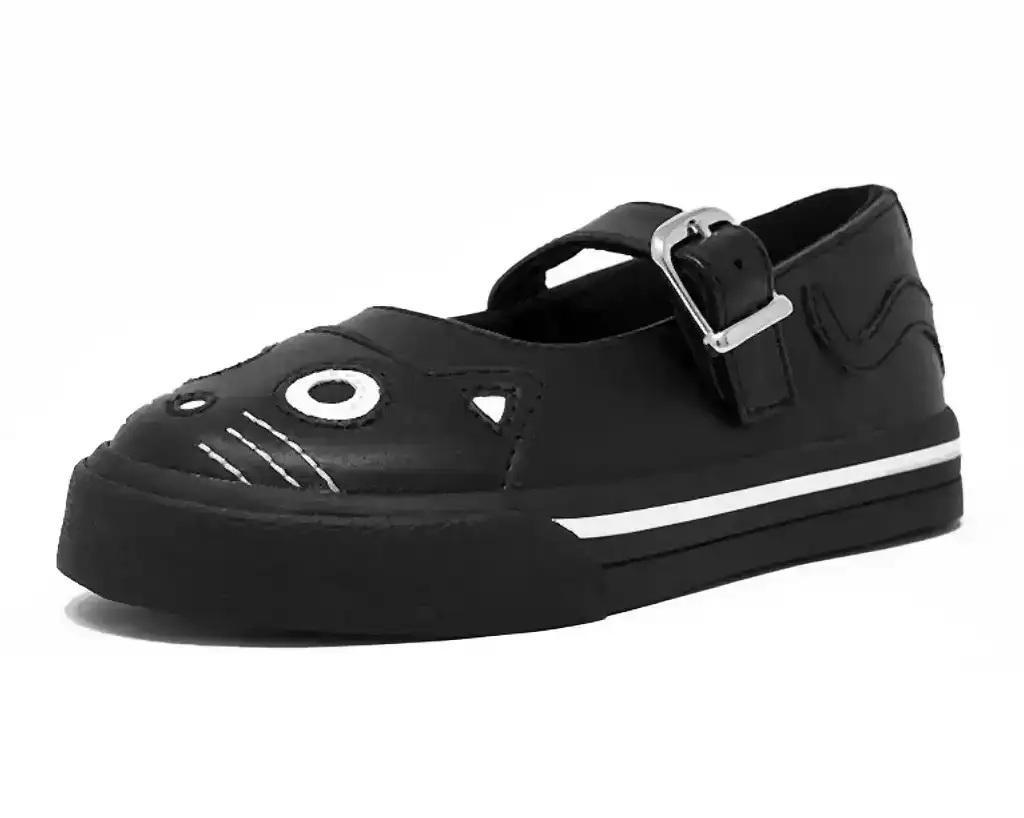 Image of Black & White Kitty Mary Jane Toddler Sneaker