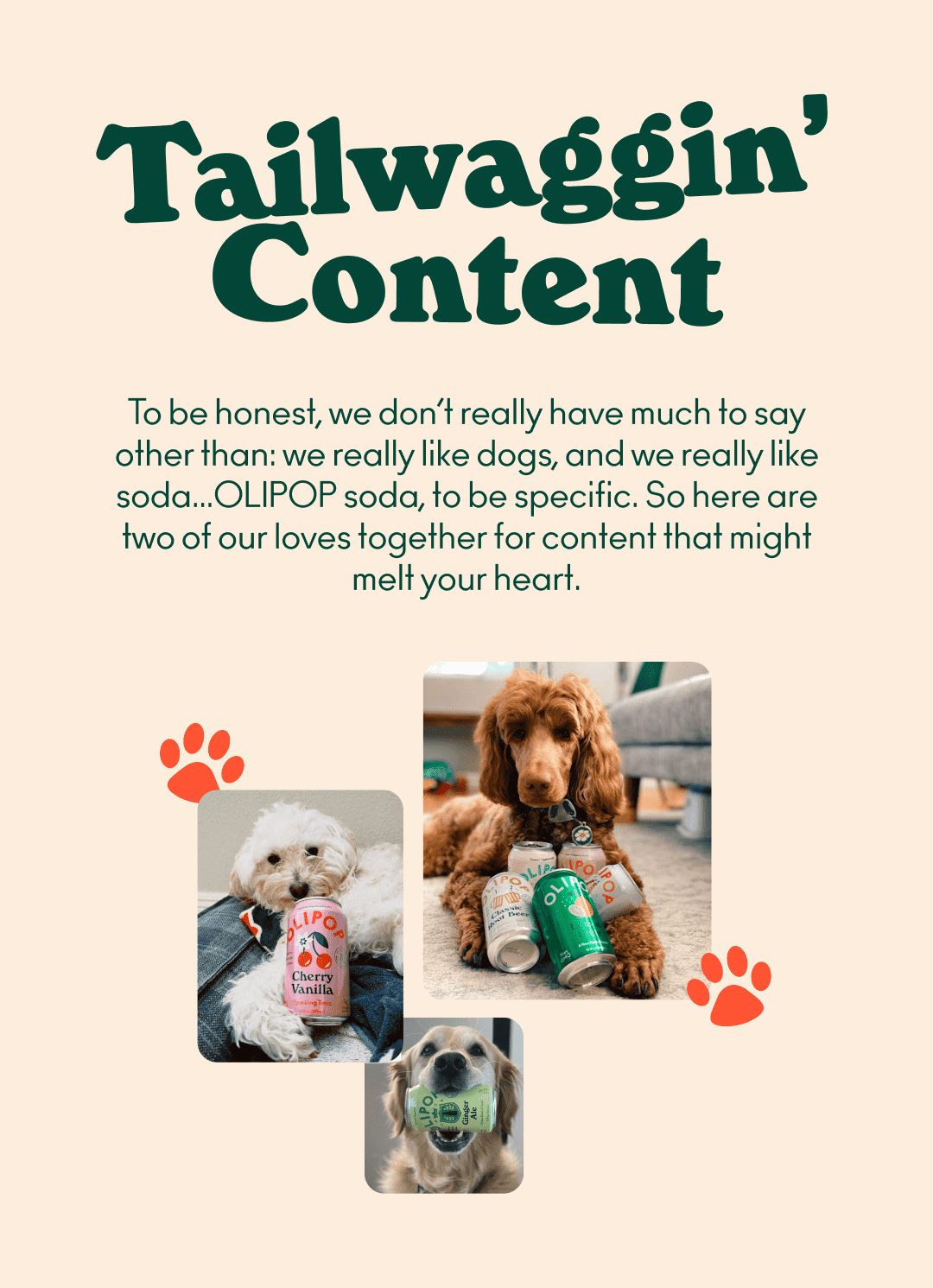 We really like dogs and we really like soda... OLIPOP soda to be specific. Here are two of our loves together for content that might melt your heart.