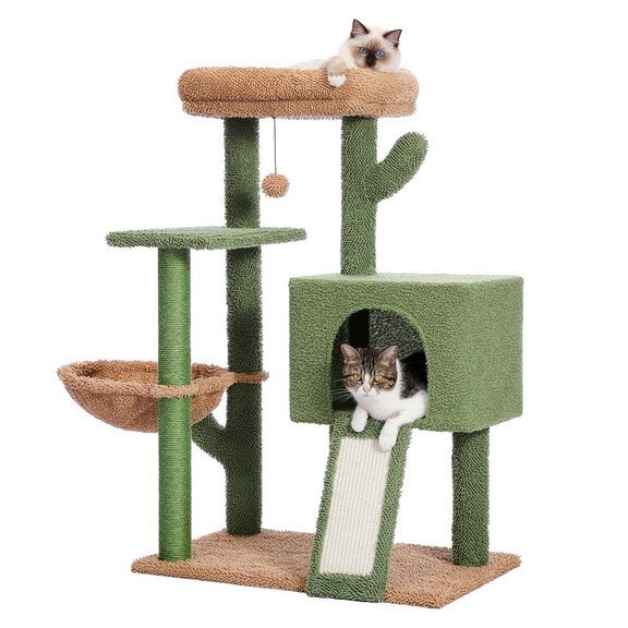 Cat Tree 41 inches Cactus Cat Tower with Sisal Covered Scratching Post and Cozy Condo