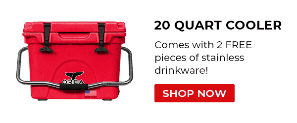 20 Quart Cooler comes with 2 free pieces of drinkware