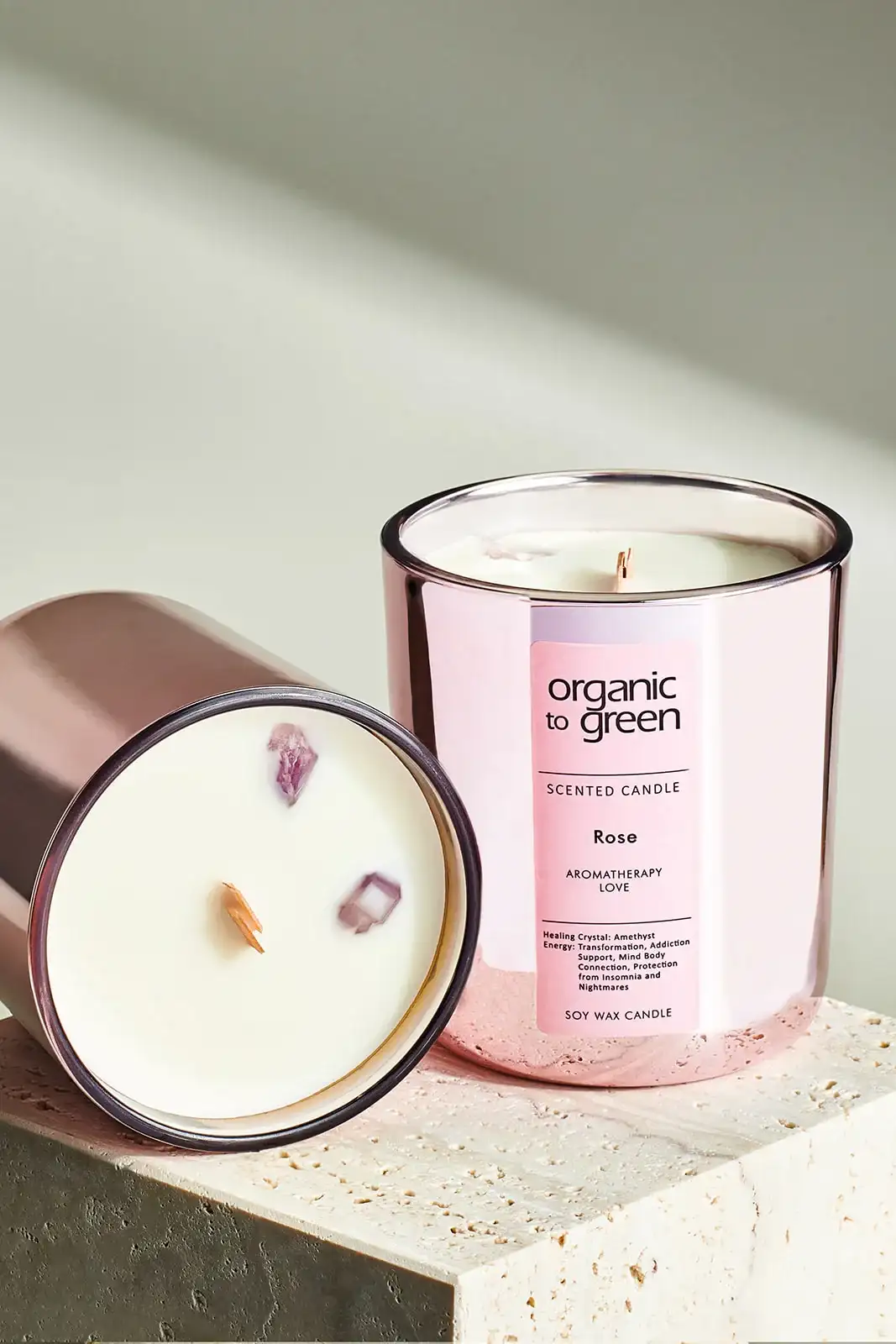 Image of LOVE - Rose Aromatherapy with Amethyst CANDLE