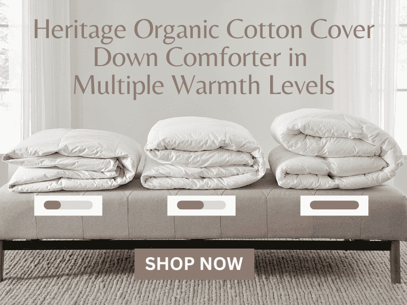 Heritage Organic Cotton Cover Down Comforter, Multiple Warmth Levels