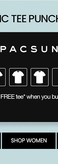 Graphic tee punch card. Get a free tee* when you buy four! shop women