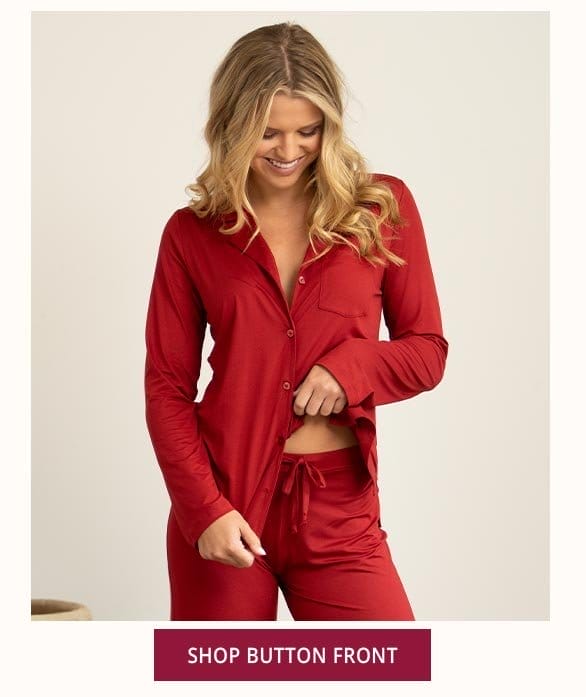 Naturally Nude Button-Front Pajamas - Red