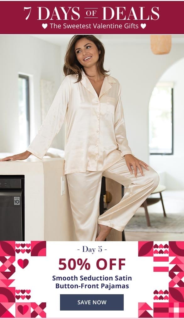 7 Days Of Deals 50% OFF Smooth Seduction Satin Button-Front Pajamas