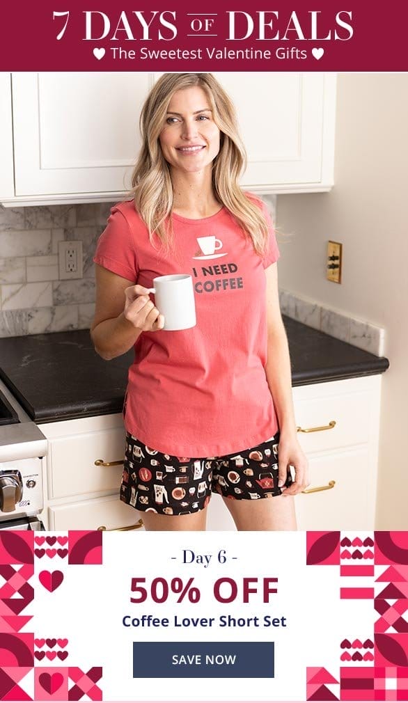 7 Days Of Deals 50% OFF Coffee Lover Short Set