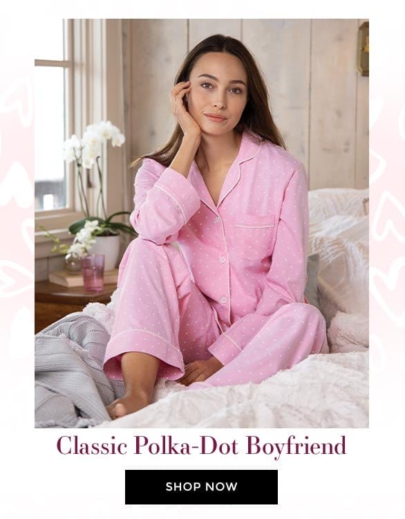 Classic Polka-Dot Boyfriend Pajamas - Pink