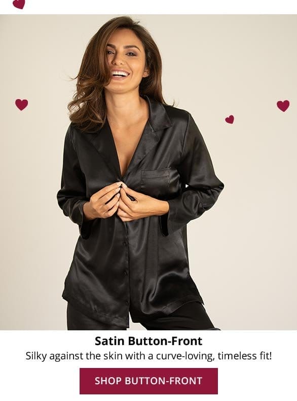 Smooth Seduction Satin Button-Front Pajamas - Black