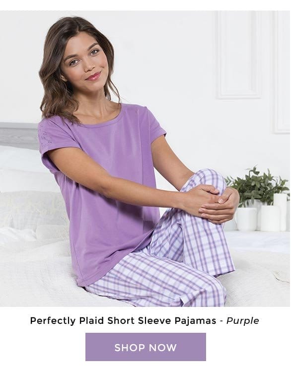 Perfectly Plaid Short Sleeve Pajamas - Purple Plaid