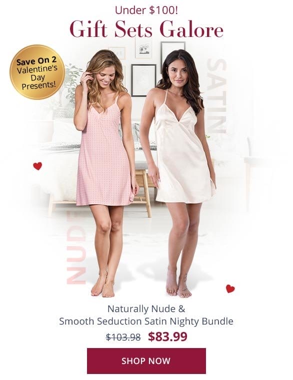Naturally Nude & Smooth Seduction Satin Nighty - Pink & Champagne