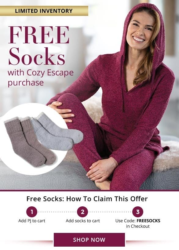 Free Socks: Add PJ to cart, Add socks to cart, Use Code: FREESOCKS
