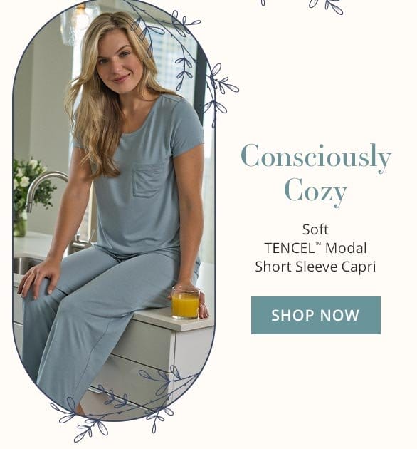 Consciously Cozy Short Sleeve Capri Pajama - Calming Blue